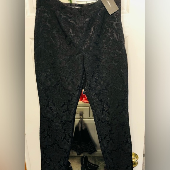 Dolce  & Gabbana large 10-12 black brocade dress pants flat front zip ankle - Picture 8 of 16